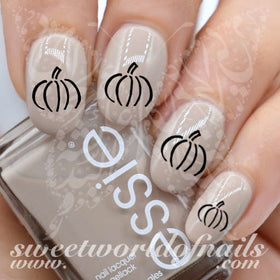 Autumn Nails Black Pumpkin Nail Water Decals