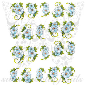 Blue Flowers Nail Art Water Decals
