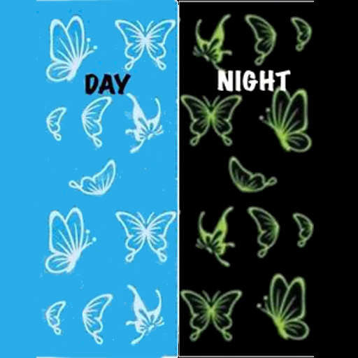 Glow in the dark Butterfly Nail Water Decals Transfers Wraps