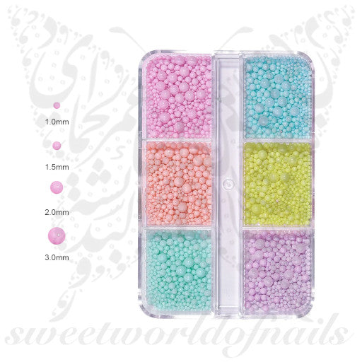 6 COLOR CANDY color Round beads nail art decoration mix size beads