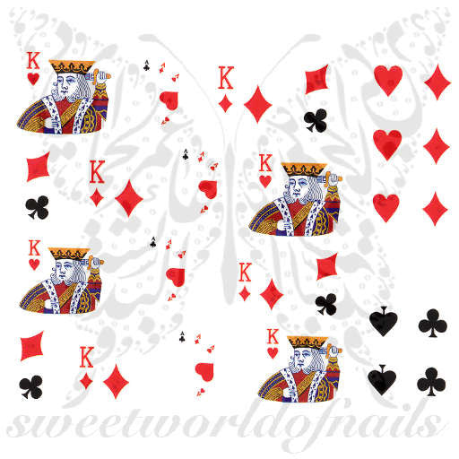 Card Suits Nail Art Hearts Spades Diamonds Clubs Nail Water Decals 