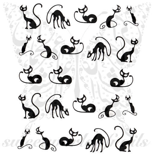Cat Nail Art Black Cat Nail Water Decals Water Slides