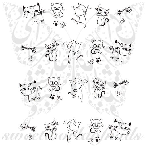 Cat Nail Art Cute Cat Nail Water Decals Water Slides