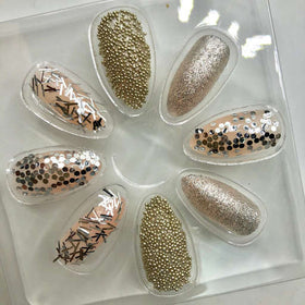 Silver caviar Pointed False Fake Nails Falsies / 24 Nails