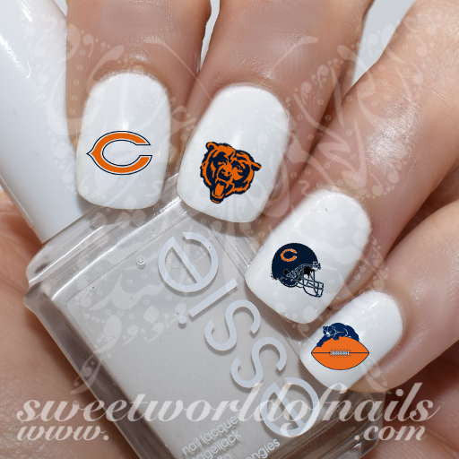 Chicago Bears Nail Art NFL Nail Water Decals Slides