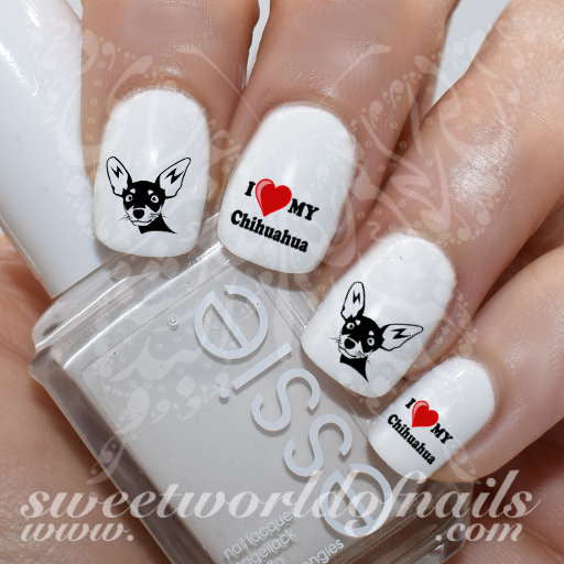I Love My Chihuahua Nail Art Nail Water Decals Transfers Wraps
