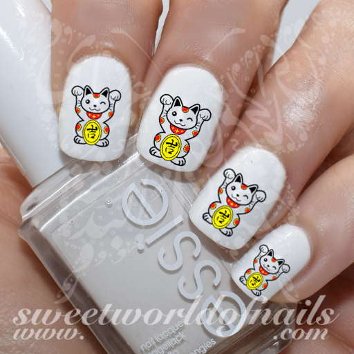 Chinese Lucky Cat Nail Art Nail Water Decals Water Slides