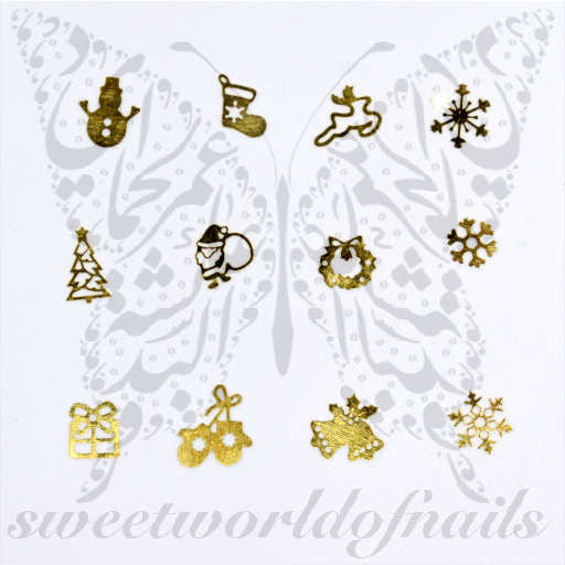 Christmas Nail Art 3D Metallic Thin Nail Decoration /12 designs