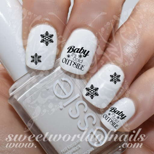 Christmas Nail Art Baby it's Cold Outside snowflakes Nail water decals