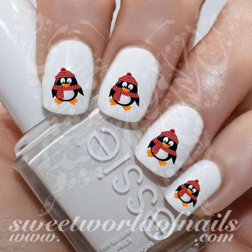 Christmas Nails Cute Penguin Nail Water Decals