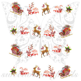 Christmas Nail Art Glittery Reindeer Santa Sleigh Nail Water Decals Transfers