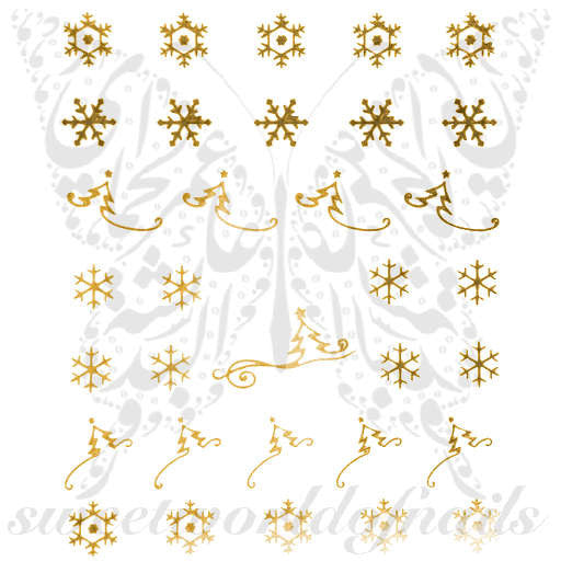 Christmas Nail Art Gold Snowflakes Christmas Tree Nail Water Decals Water Slides