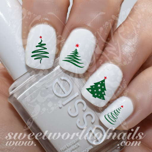 Christmas Nail Art Christmas Tree Water Decals Slides