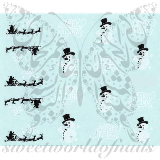 Christmas Nails Santa Sleigh Snowman Nail Water Decals