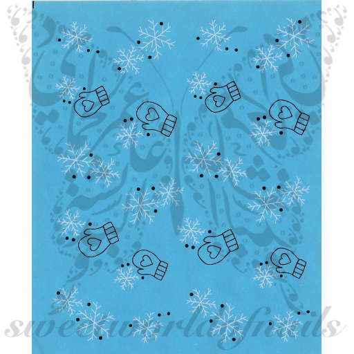 Christmas Nails Mittens White Snowflakes Nail Water Decals