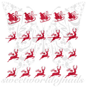 Christmas Nail Art Red Santa Sleigh Reindeer Nail Water Decals