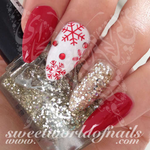 Christmas Nail Art Red Snowflakes Nail Water Decals Water Slides