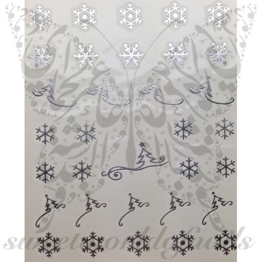 Christmas Nail Art Silver Tree Snowflakes Nail Water Decals
