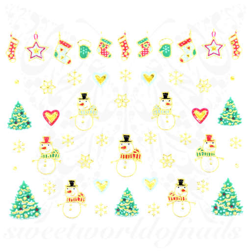 3D Metallic Christmas Nail Art Stickers Snowman 