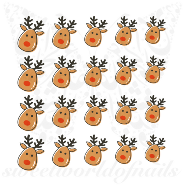 Christmas Nail Art Reindeer Nail Water Decals