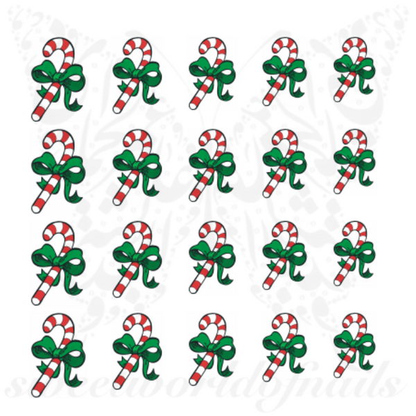 Christmas Nail Art Candy Cane Nail Water Decals