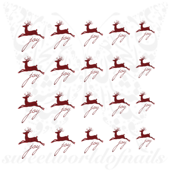 Christmas Nail Art Reindeer Joy Decals