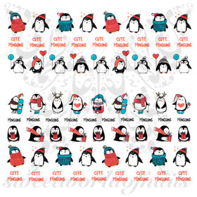 Christmas Nails Cute Penguin Nail water decals