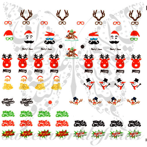 Christmas Nails Reindeer Snowman Nail Water Decals