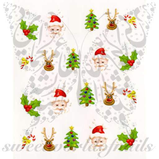 Christmas Nail Art Santa Tree Reindeer Nail Water Decals