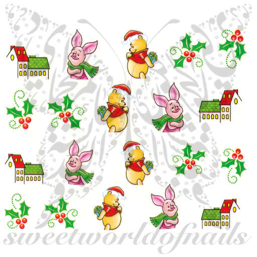 Christmas Nails Winnie The Pooh Piglet Nail Water Decals