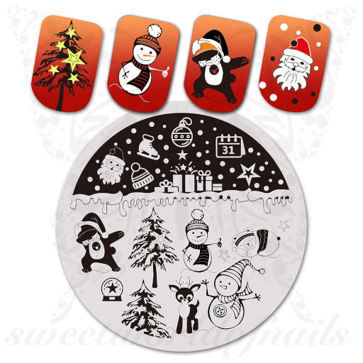 Christmas Snowman Nail Stamping Plate