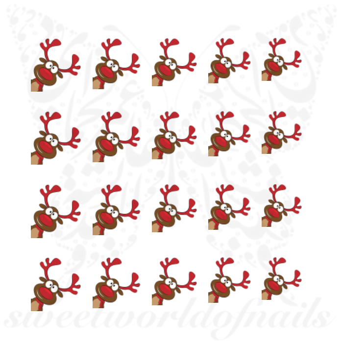 Christmas Nails Reindeer Red Nose Water Decals