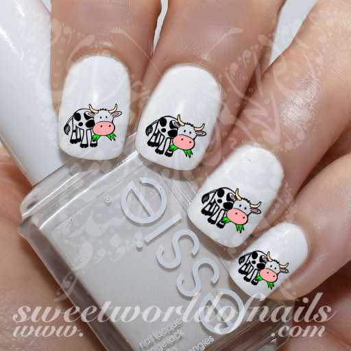 Cow Nail Art Cow Eating Grass Nail Water Decals Water Slides