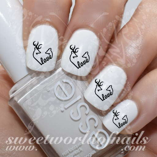 Deer Love Word Nail Art Nail Water Decals Transfers Wraps