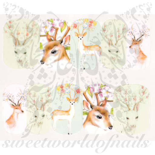 Deer Nail Art Antlers Nail Water Decals 