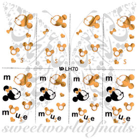 Gold Mickey Nail Art Water Decals