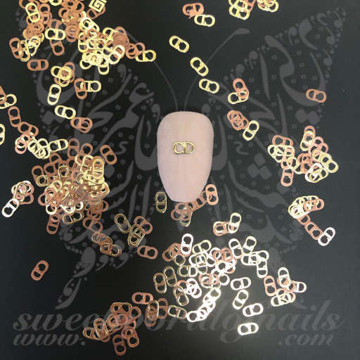 Dior Nails CD Gold Copper Thin Metallic Nail Charms