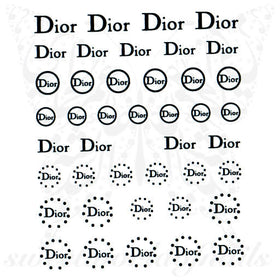 Black D Nail Art Water Decals