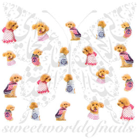 Dog Nail Art bichon frise poodle Nail Water Decals Transfers Wraps