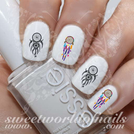 Dreamcatcher Nail Art Colorful Feathers Nail Water Decals Water Slides