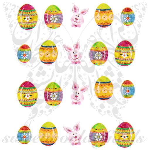 Easter Nail Art Bunny  Eggs Water Decals Nail Transfers Wraps