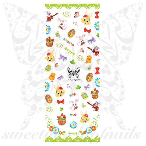 Easter Nail Art Bunny Egg Flowers Spring Ribbons Flowers Water Decals Nail Transfers Wraps