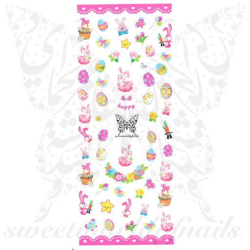 Easter Nail Art Bunny Egg Flowers Spring Flowers Water Decals Nail Transfers Wraps