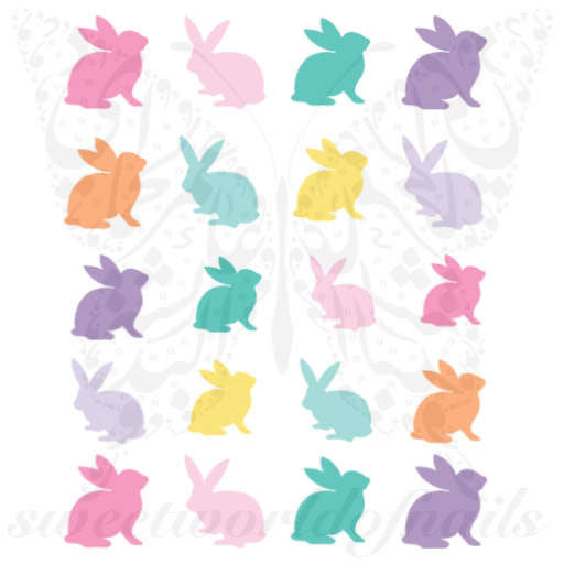 Easter Nail Art Colorful Bunny Nail Water Decals Wraps