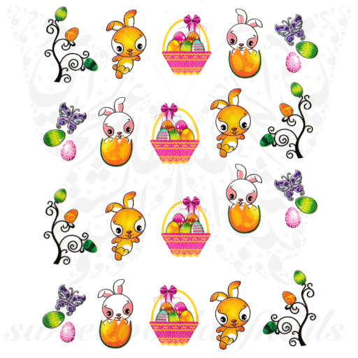 Easter Nails Basket Bunny Eggs Nail Water Decals