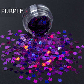 Purple Easter Nails Bunny Rabbit Confetti Glitter Nail Decoration