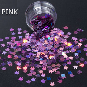 Pink Easter Nails Bunny Rabbit Confetti Glitter Nail Decoration