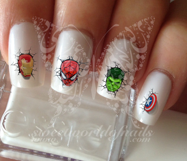Super Heros Marvel Nail Art Nail Water Decals Transfers Wraps