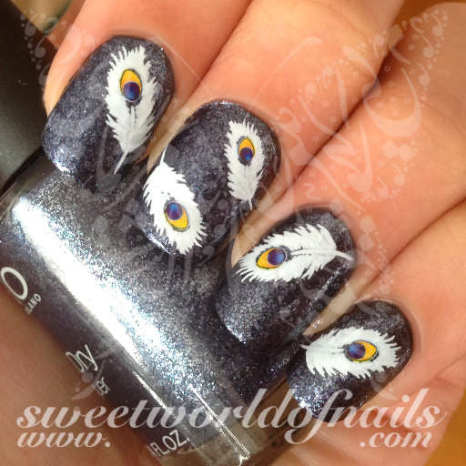 Feather Nail Art White Peacock Feathers Nail Water Decals Water Slides