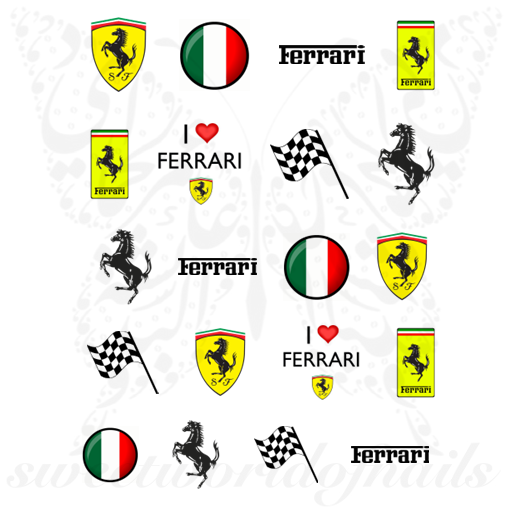 Ferrari Nail Art Italian Flag Nail Water decals